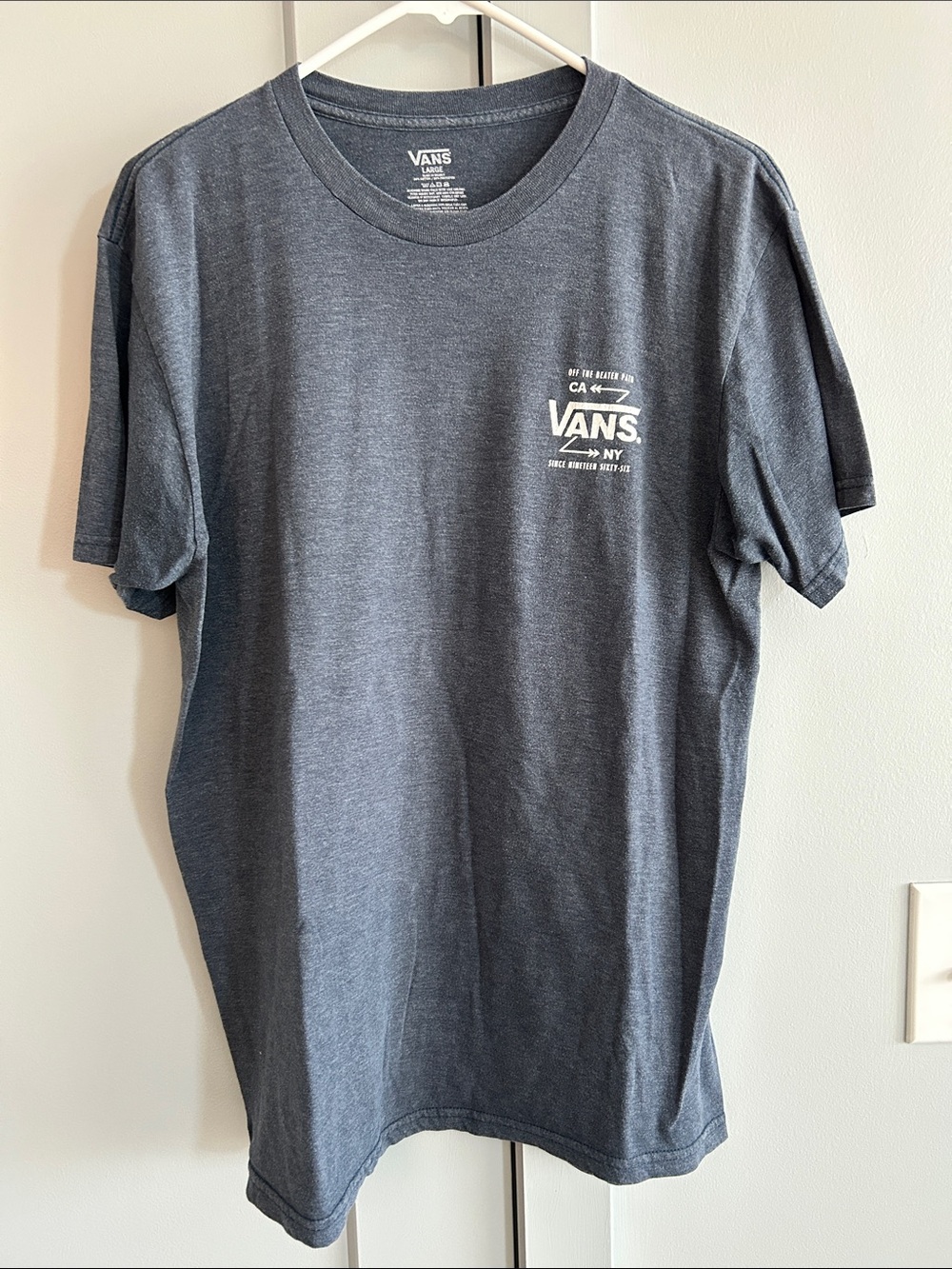 Vans Men's Short Sleeve Crew Tee - Charcoal Gray with White Logo